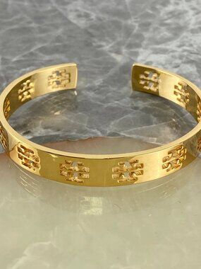 Tory Burch Openwork Multi-Logo Slip-On Bracelet